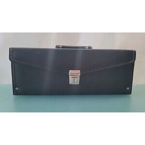 Vintage Faux Leather Cassette Tape Storage Case Handled Box 16 capacity